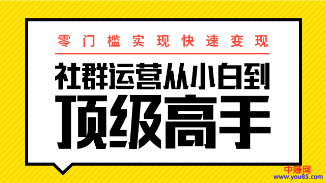 0门槛实现快速赚钱：社群运营从小白到顶级高手，月入3万+