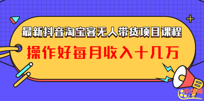 最新抖音淘宝客无人带货项目课程：操作好每月收入十几万不夸张