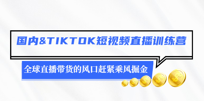 国内&TIKTOK短视频直播训练营，全球直播带货的风口赶紧乘风掘金