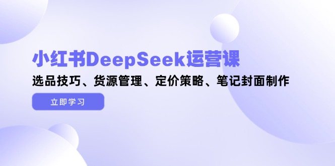小红书DeepSeek运营课，选品技巧、货源管理、定价策略、笔记封面制作