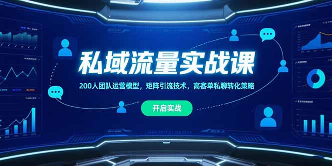 私域流量实战课,200人团队运营模型,矩阵引流技术,高客单私聊转化策略