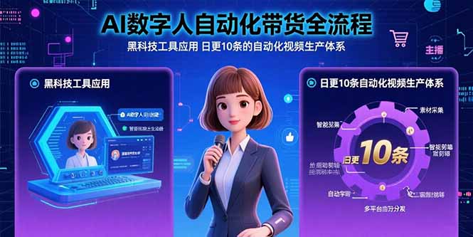 AI数字人自动化带货全流程：黑科技工具应用 日更10条的自动化视频生产体系
