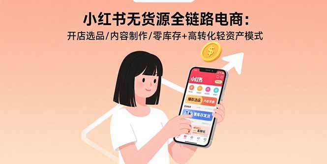 小红书无货源全链路电商：开店选品/内容制作/零库存+高转化轻资产模式