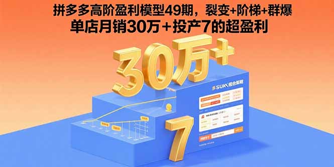 ，裂变+阶梯+群爆  单店月销30万+投产7的超盈利
