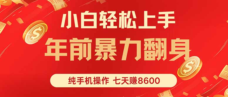 七天狂赚8600，小白纯手机操作，日入1000+