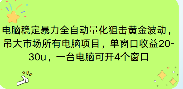 电脑EA策略挂机项目单窗口收益20-30u，单电脑可挂5-10个窗口收益稳健4位数