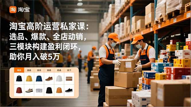 淘宝高阶运营私家课:选品、爆款、全店动销,三模块构建盈利闭环,助你月入破5万