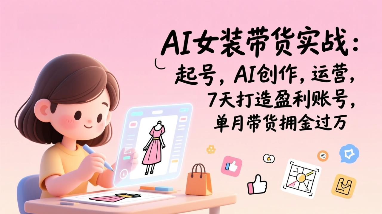AI女装带货实战:起号,AI创作,运营,7天打造盈利账号,单月带货佣金过万