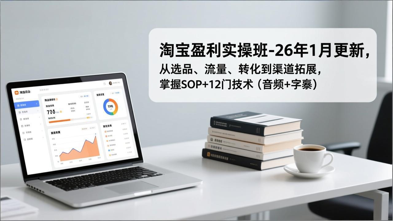淘宝盈利实操班-26年1月更新,从选品、流量、转化到渠道拓展,掌握SOP+12门技术(音频+字幕)