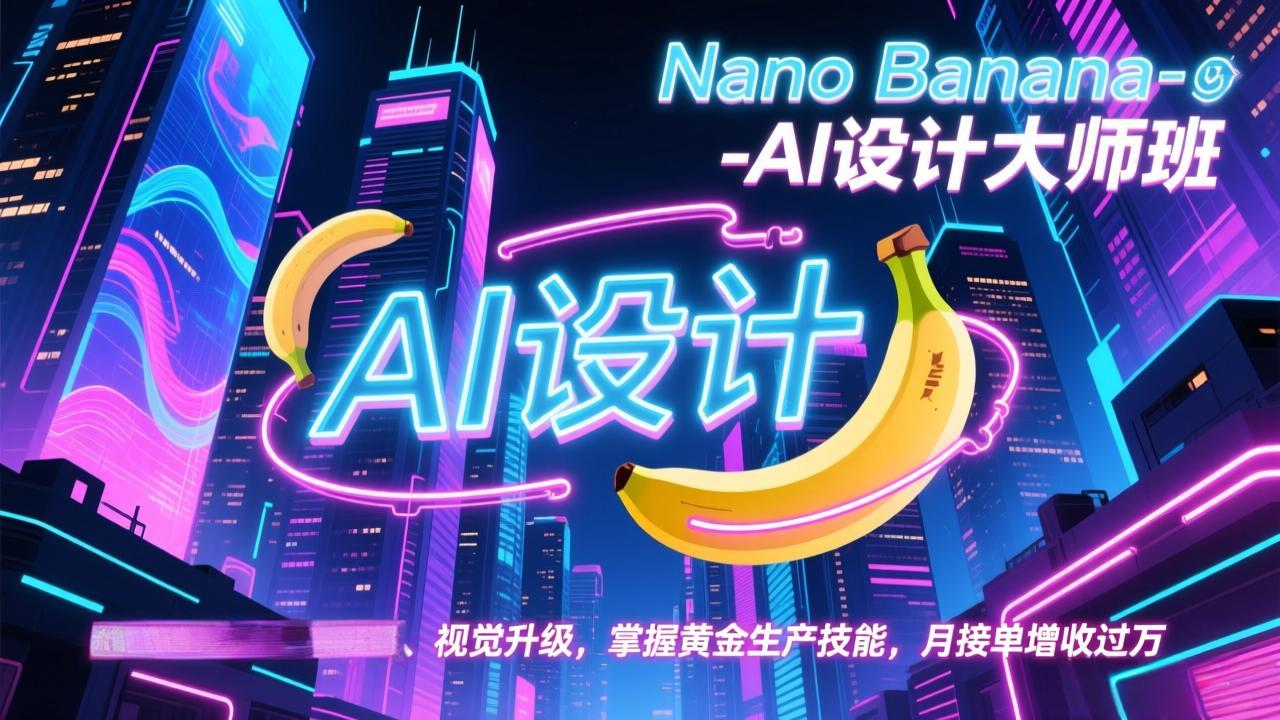 Nano Banana-AI设计大师班,修图合成、广告创作、视觉升级,掌握黄金生产技能,月接单增收过万
