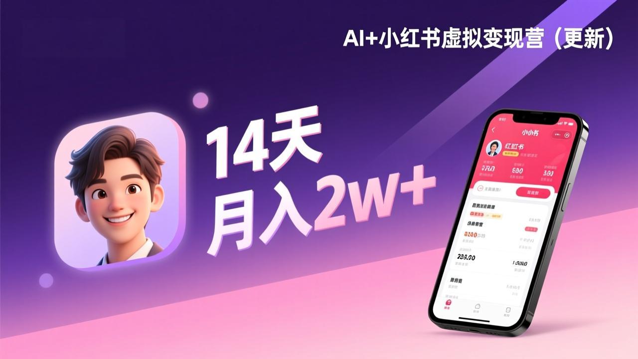 AI+小红书虚拟变现营(更新),14天掌握选品、笔记、成交,打造自动化月入2w+事业