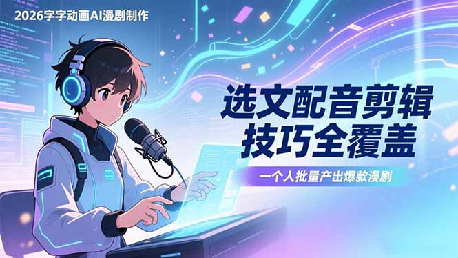 ,选文配音剪辑技巧全覆盖,一个人就能批量产出爆款漫剧