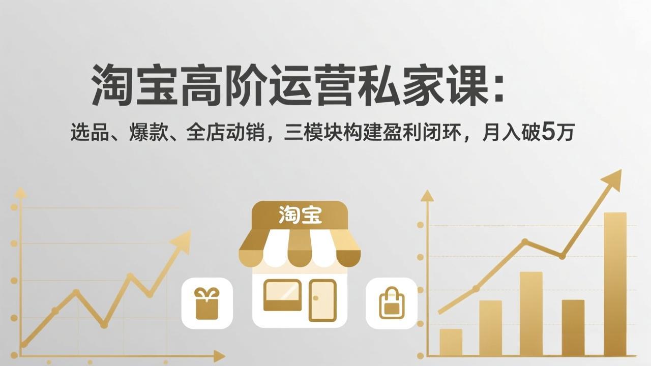 淘宝高阶运营私家课:选品、爆款、全店动销,三模块构建盈利闭环,月入破5万(更新26年2月)