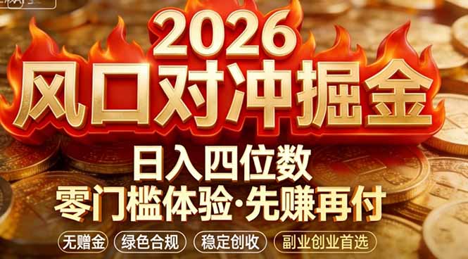 2026美金对冲套利，无赠金对冲策略保驾护航，低门槛易上手实操。单人单日收益2000+