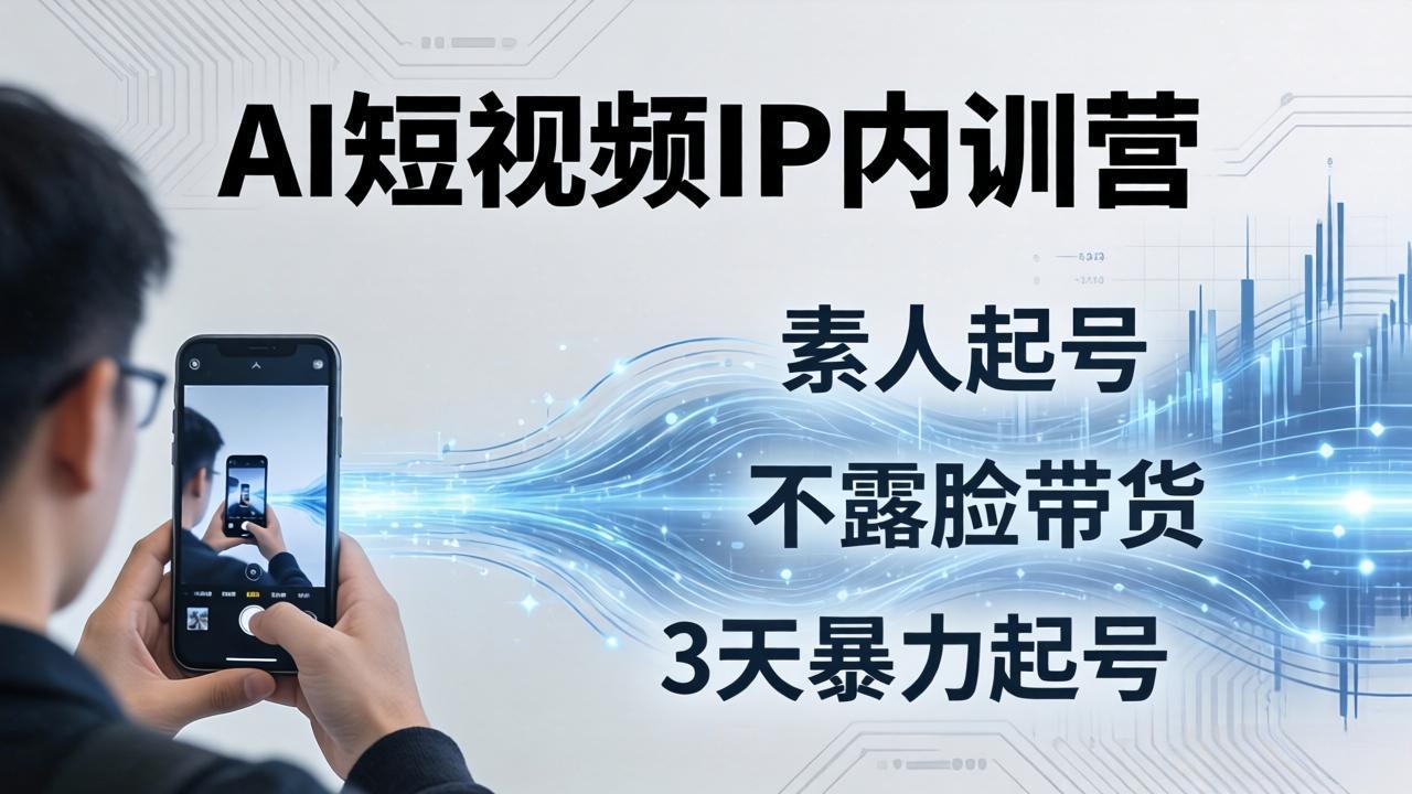 2026AI短视频IP内训营：从素人起号到不露脸带货，3天暴力起号全流程拆解