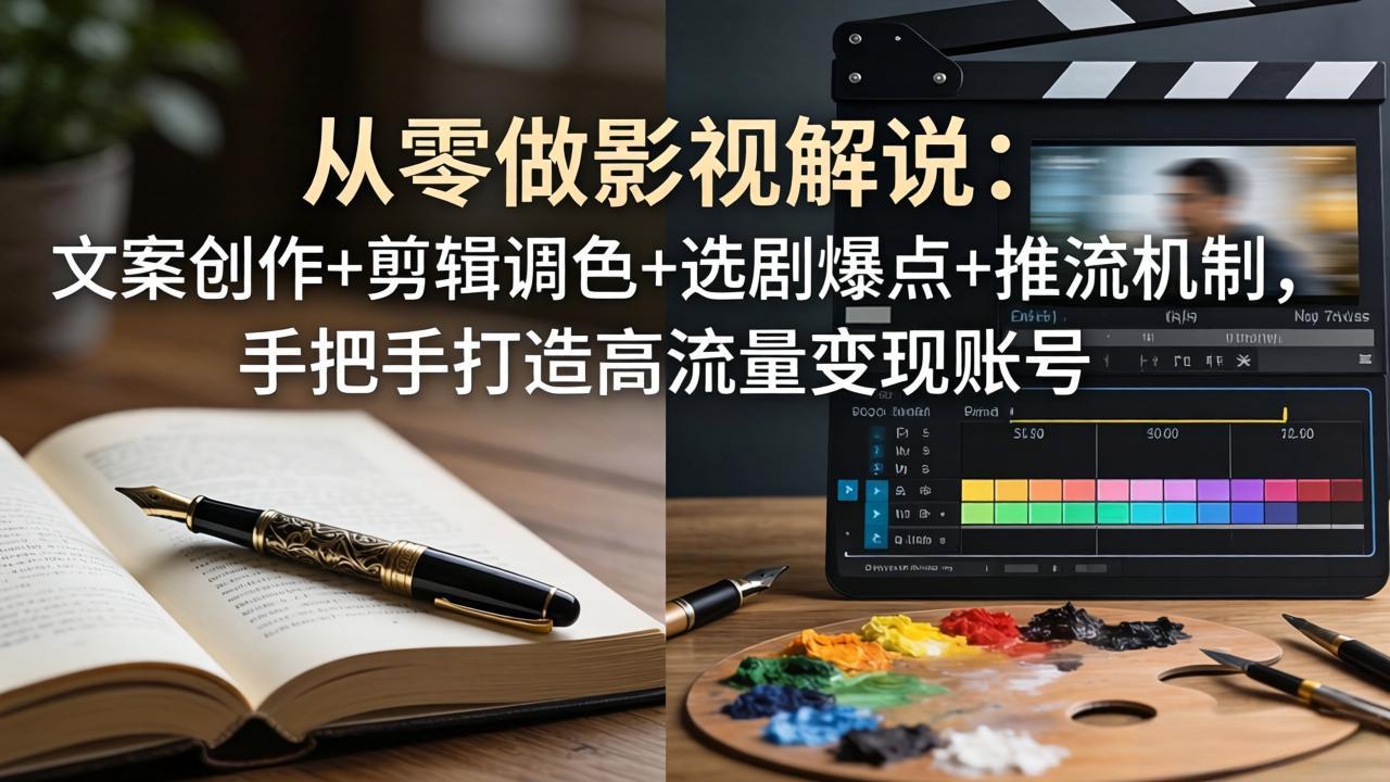 从零做影视解说：文案创作+剪辑调色+选剧爆点+推流机制，手把手打造高流量变现账号