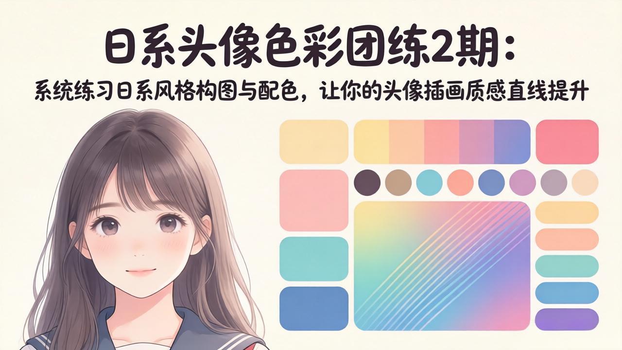 :系统练习日系风格构图与配色,让你的头像插画质感直线提升