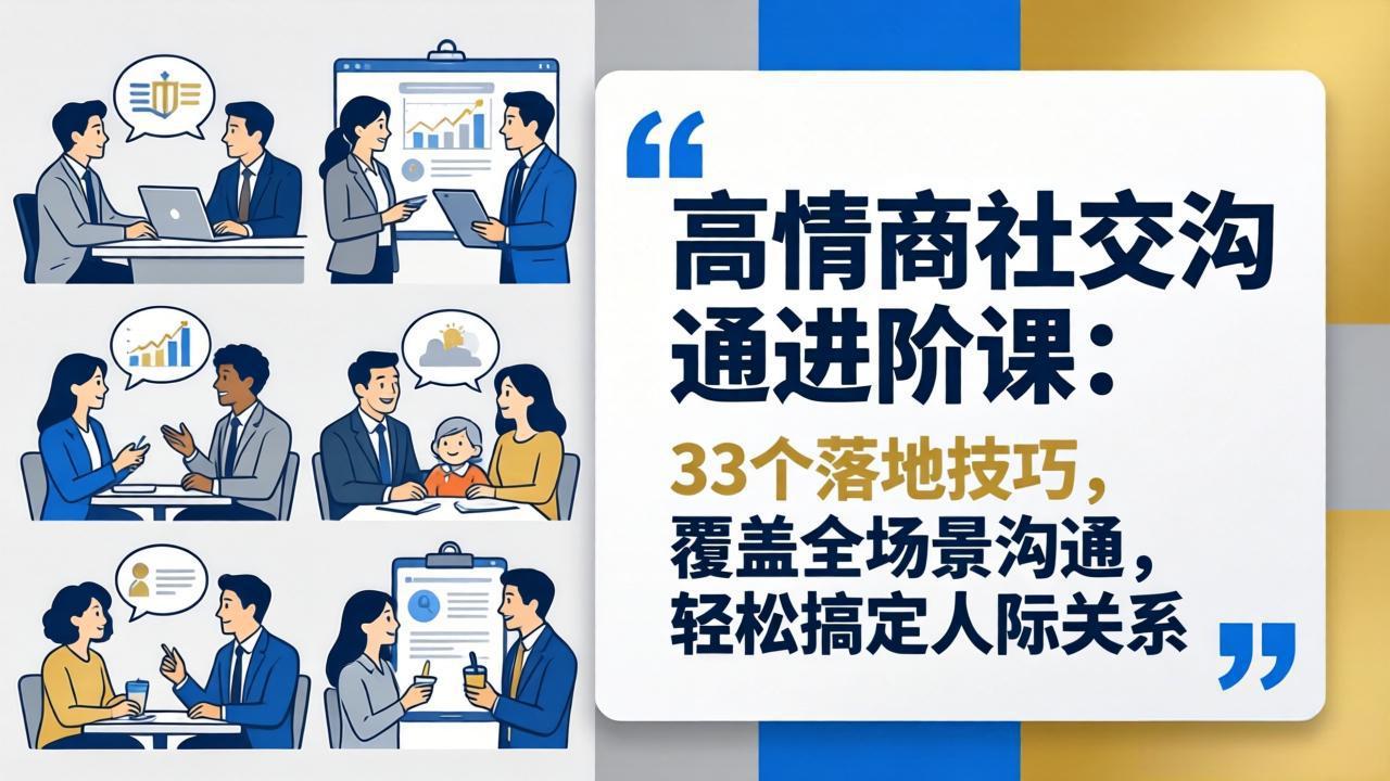 高情商社交沟通进阶课：33个落地技巧，覆盖全场景沟通，轻松搞定人际关系