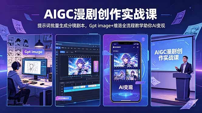 AIGC漫剧创作实战课-更新5月16,提示词批量生成分镜剧本,Gpt image+维洛全流程教学助你AI变现