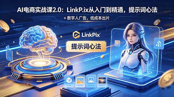 AI 电商实战课2.0|LinkPix 从入门到精通,提示词心法 + 数字人广告,低成本出片