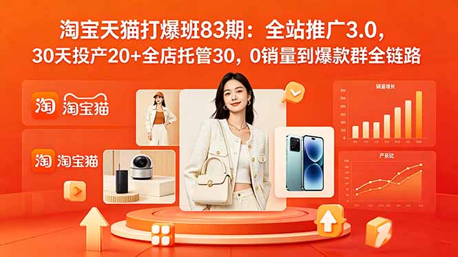 ：全站推广3.0，30天投产20+全店托管30，0销量到爆款群全链路