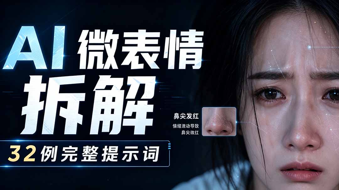 AI微表情拆解提示词合集，精准调控AI角色表情，告别塑料感、AI面瘫脸。