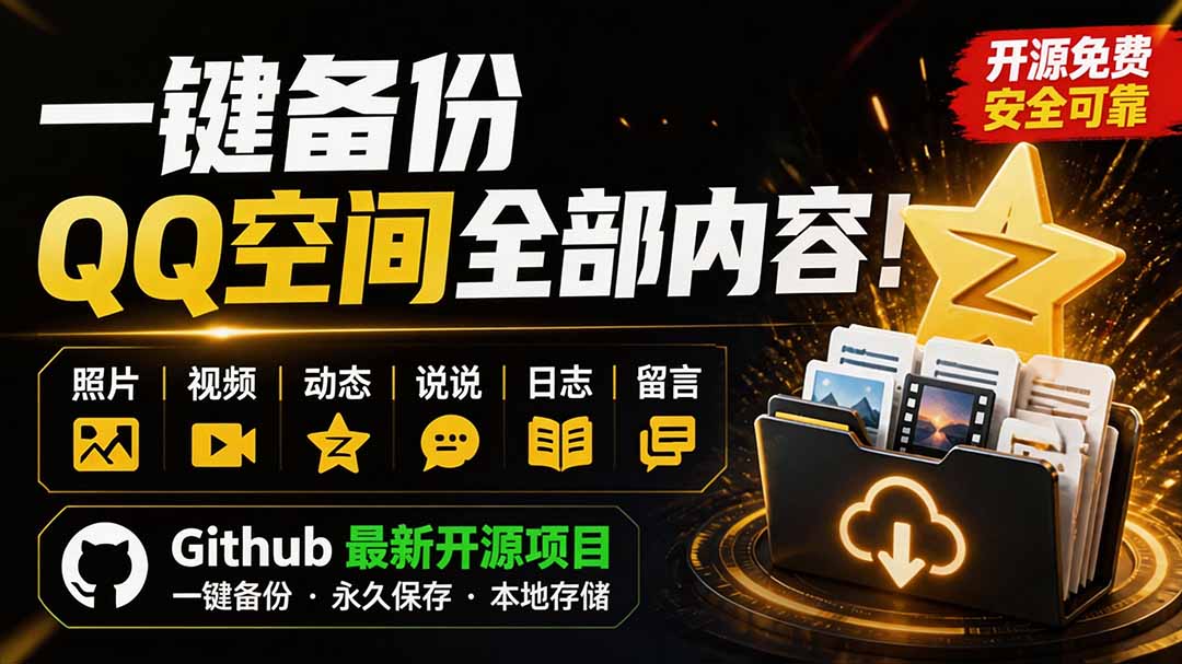 一键将你QQ空间全部内容备份下来！照片 / 视频 /动态信息全存本地，Github最新开源项目 QzoneArchive