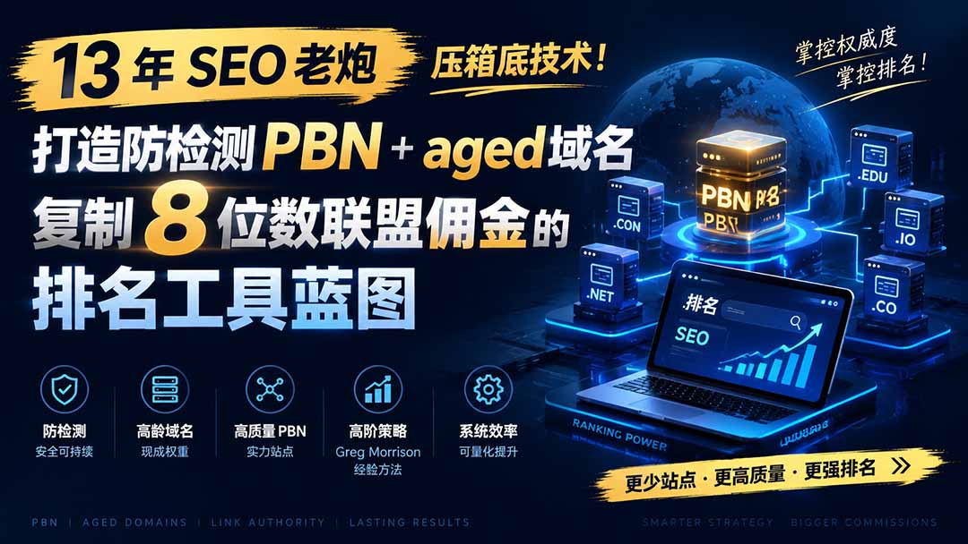 13 年 SEO 老炮压箱底技术!打造防检测 PBN+aged 域名,复制 8 位数联盟佣金的排名工具蓝图【原创双语字幕】