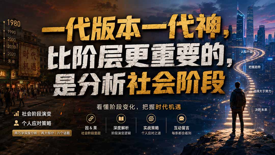 付费文章:一代版本一代神,比阶层更重要的,是分析社会阶段