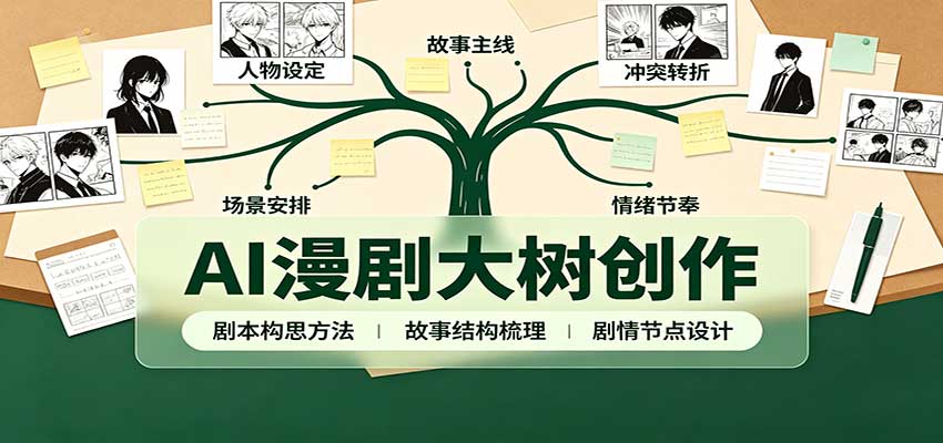 AI漫剧大树创作:剧本构思课程讲解,软件插件配置,配套工具资料完整梳理