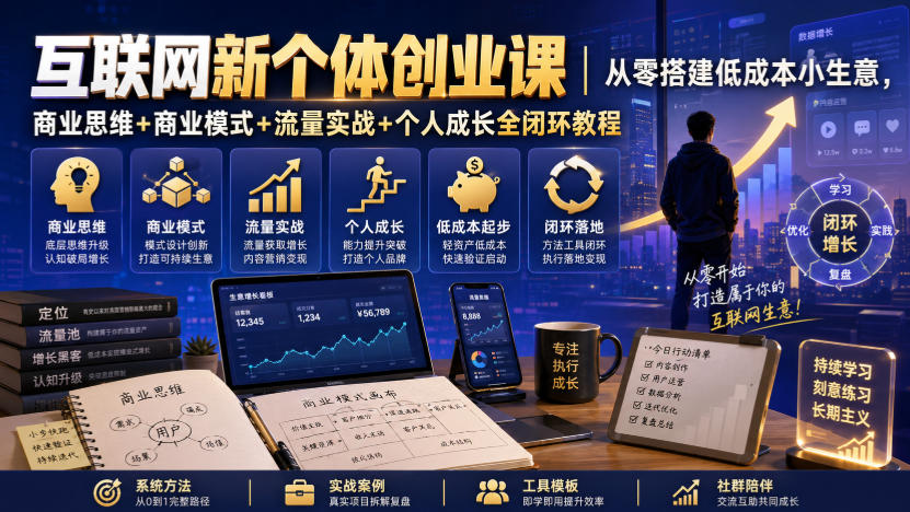 互联网摆摊怎么从零干?这套新个体创业课把路趟清了(更新0922)