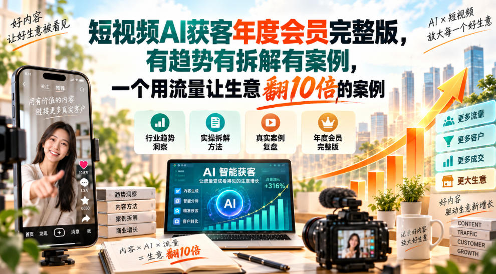 短视频AI获客年度会员,一个案例讲透生意翻10倍的玩法