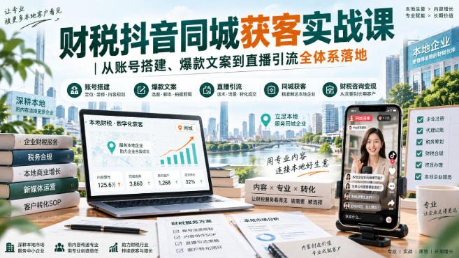 财税同城获客实战课：账号、文案、直播一站打通