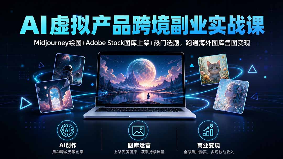 AI绘图变现课:从Midjourney到海外图库售图跑通