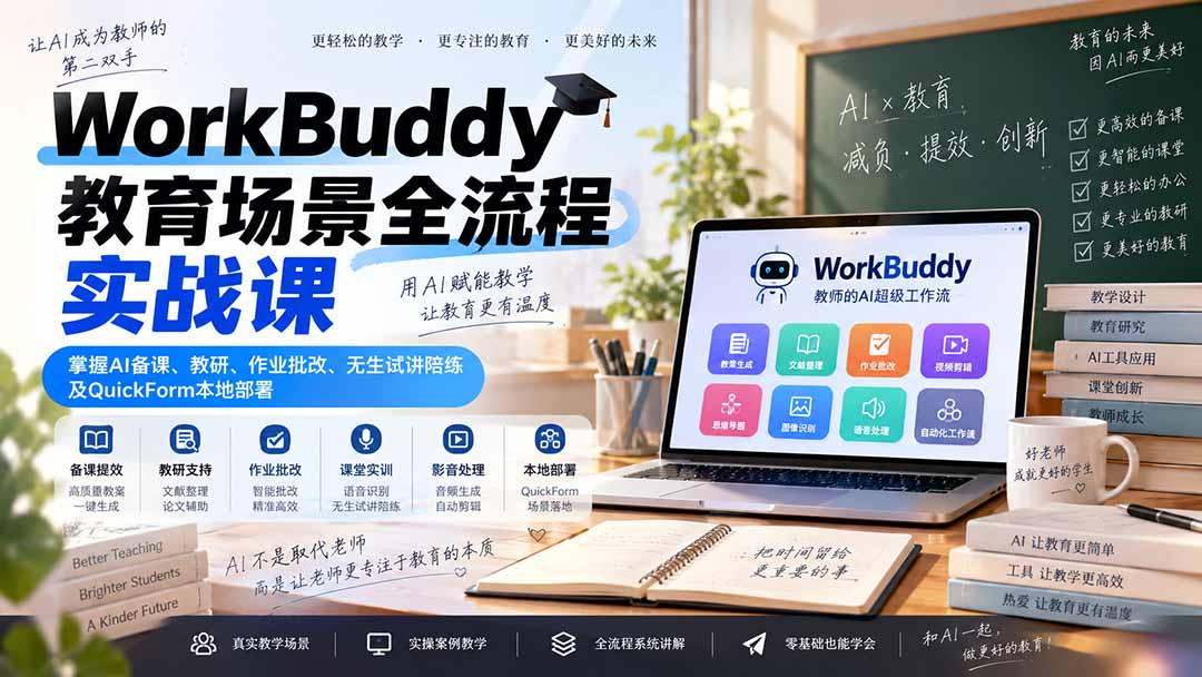 AI备课到智能批改:1套WorkBuddy课让老师省出半晚上