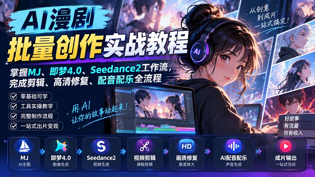 AI漫剧批量创作:MJ+即梦4.0+Seedance2工作流