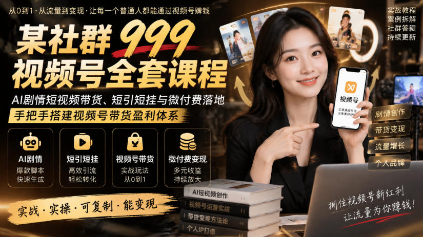 视频号带货别瞎投!999这套AI课讲透了
