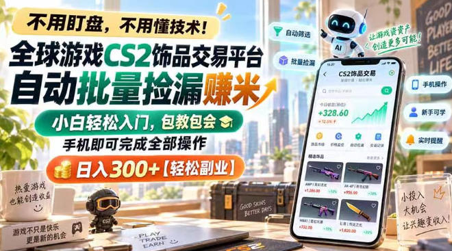 CSGO挂G捡漏:手机挂脚本自动捡,日入300+没你想的难