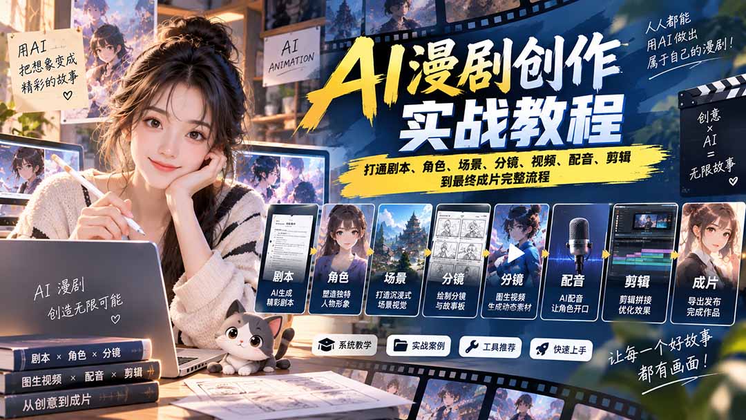 2026 AI漫剧创作实战教程！从剧本到成片全流程打通