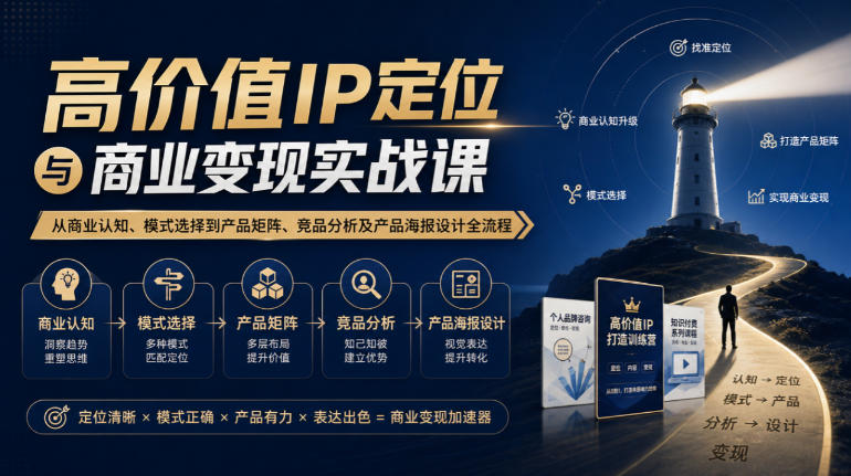 个人IP定位别瞎琢磨，商业变现实战到产品矩阵一次讲透