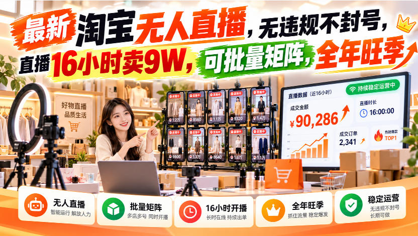 淘宝无人直播还能做吗？16小时卖9W的玩法全揭秘