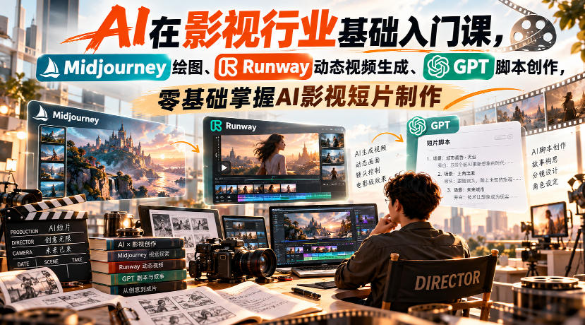 AI影视短片入门课：Midjourney出图+Runway出片+GPT写脚本