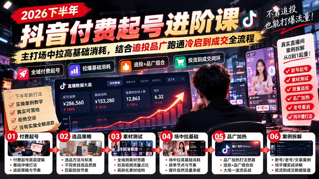 下半年抖音付费起号别死磕追投！场中拉高基础消耗才是新解法