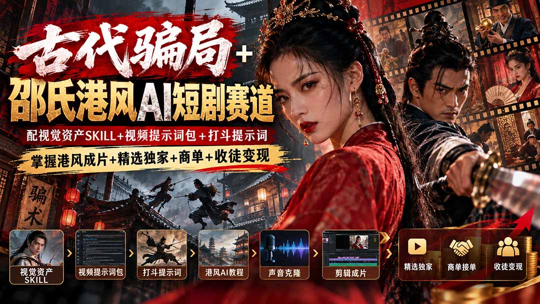 古代骗局+邵氏港风AI短剧,从0到商单要几步?