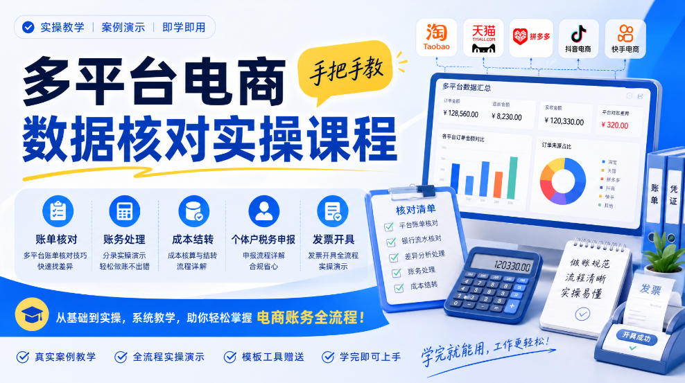 电商账务核对难搞？从账单到税务申报一次捋透