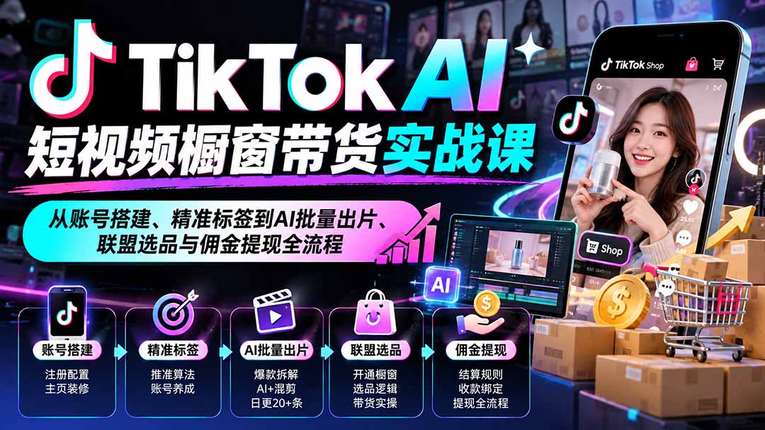 TikTok AI带货从搭号到提现,新手别再跳着学了