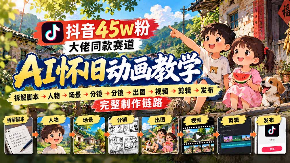 AI怀旧动画完整生产链，45W粉大佬同款我给你拆明白