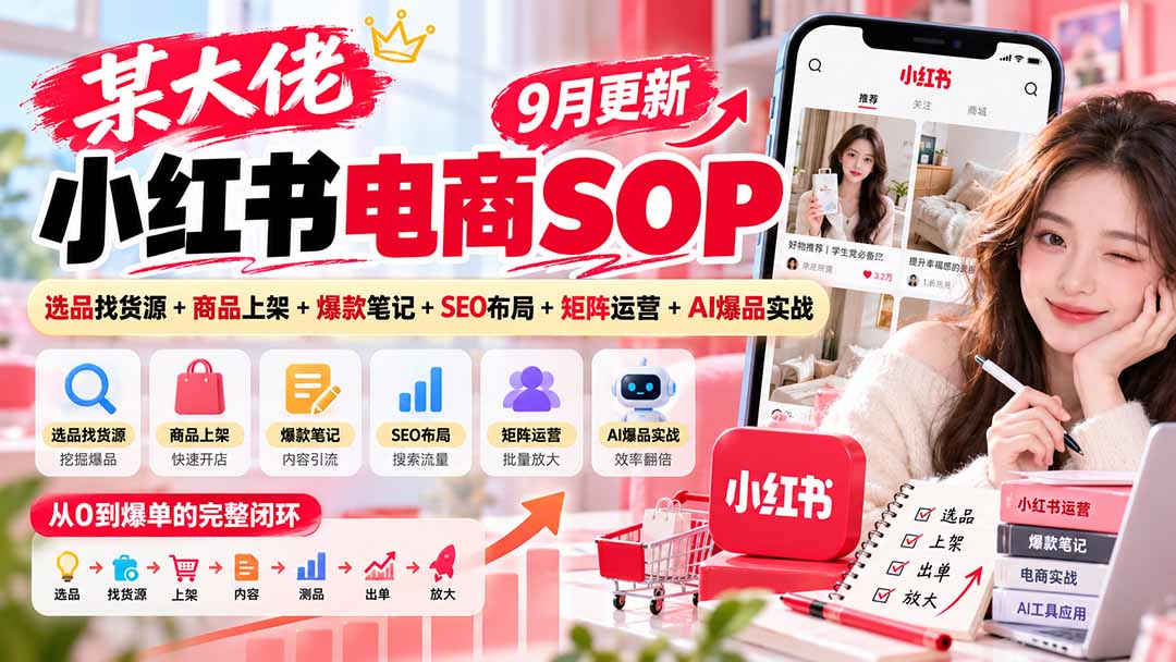 小红书电商运营SOP 9月更新:选品、爆款笔记、矩阵全讲透