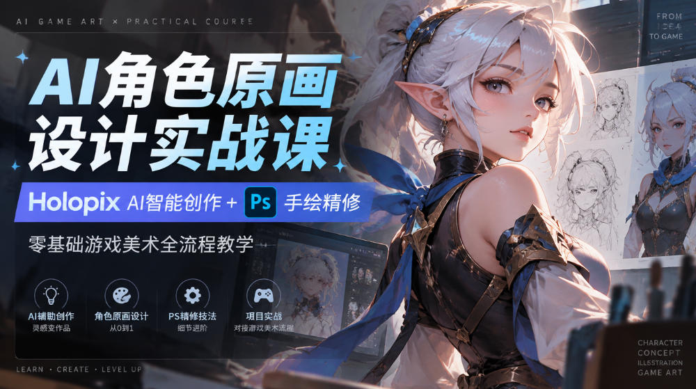 AI角色原画设计零基础能学吗?Holopix加PS实战流程拆解