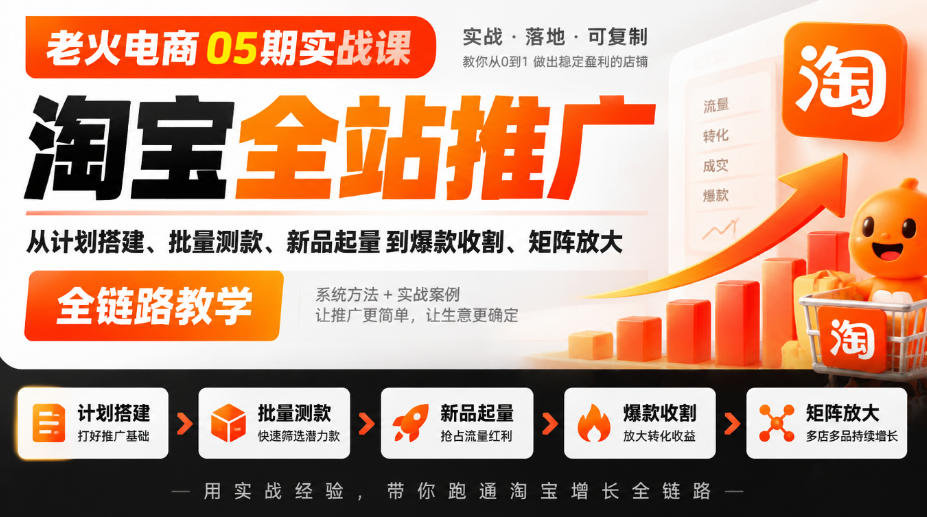 淘宝全站推广从测款干到爆款收割？05期实战课全拆解